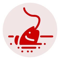 Clipart of a fish in water with fishing line leading out of the mouth