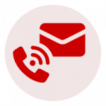 Clipart of a red envelope and telephone.